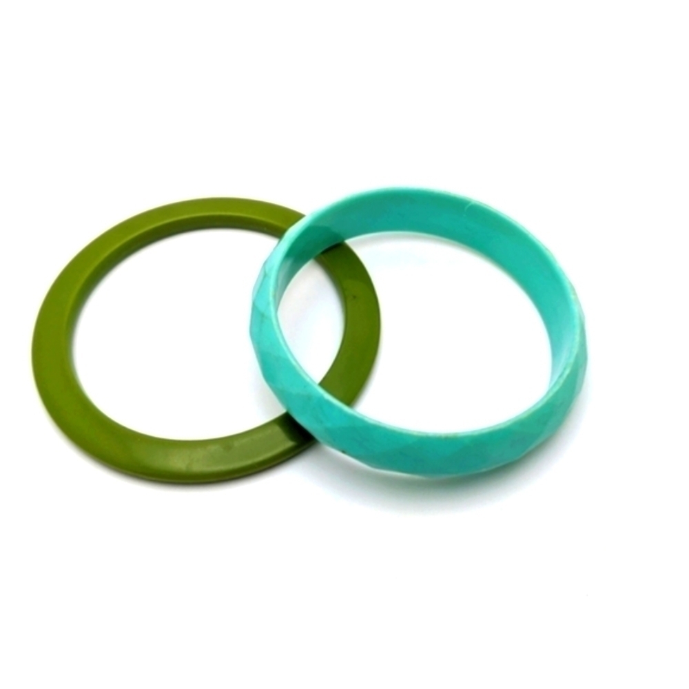 Stackable 80s Avocado Aqua Bangles - image 2